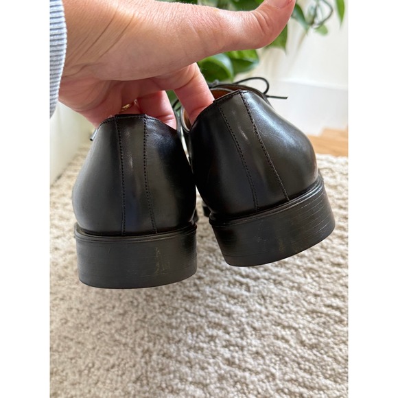 Santoni Cap Toe Oxford Men 9.5 Black Leather Dress Shoes Made in Italy LUXURY main image 8